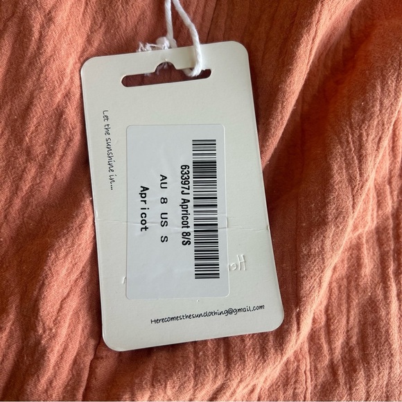 NWT Here Comes The Sun Puff Sleeve Apricot Mini Dress Size Small Summer Mini - Picture 6 of 6